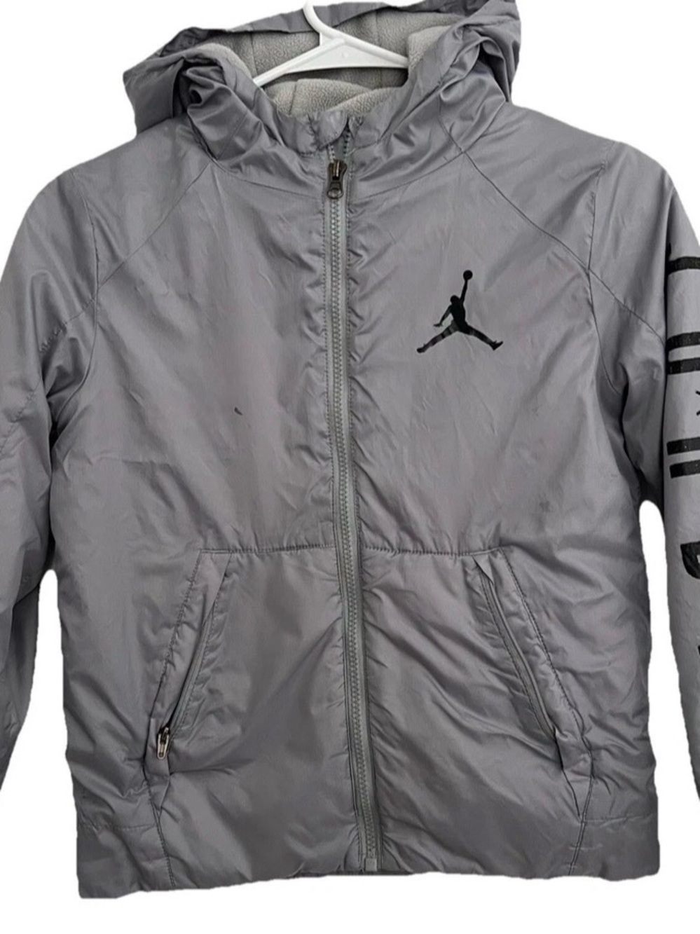 Jordan Jacket Youth Small Gray Long Sleeve Fleece Lined Hooded Full Zip Boys